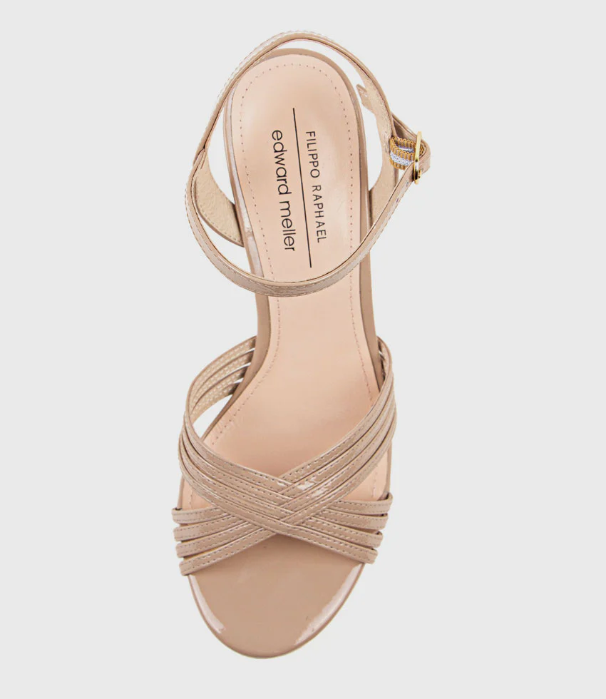 SONA90 Cross Strap Platform Sandal in Nude Patent - Image 5