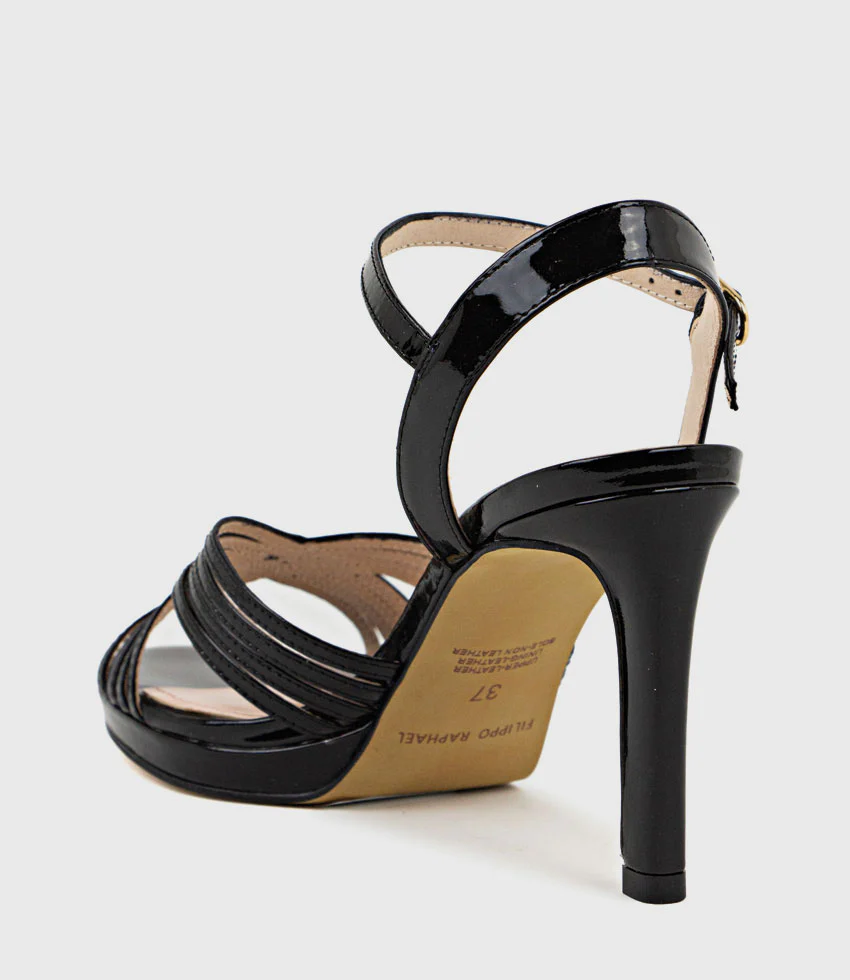 SONA90 Cross Strap Platform Sandal in Black Patent - Image 3