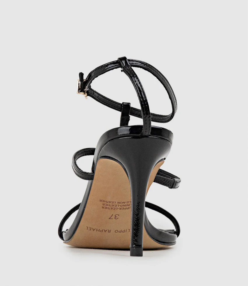 SONATA80 Fine Strap Sandal in Black Patent - Image 3