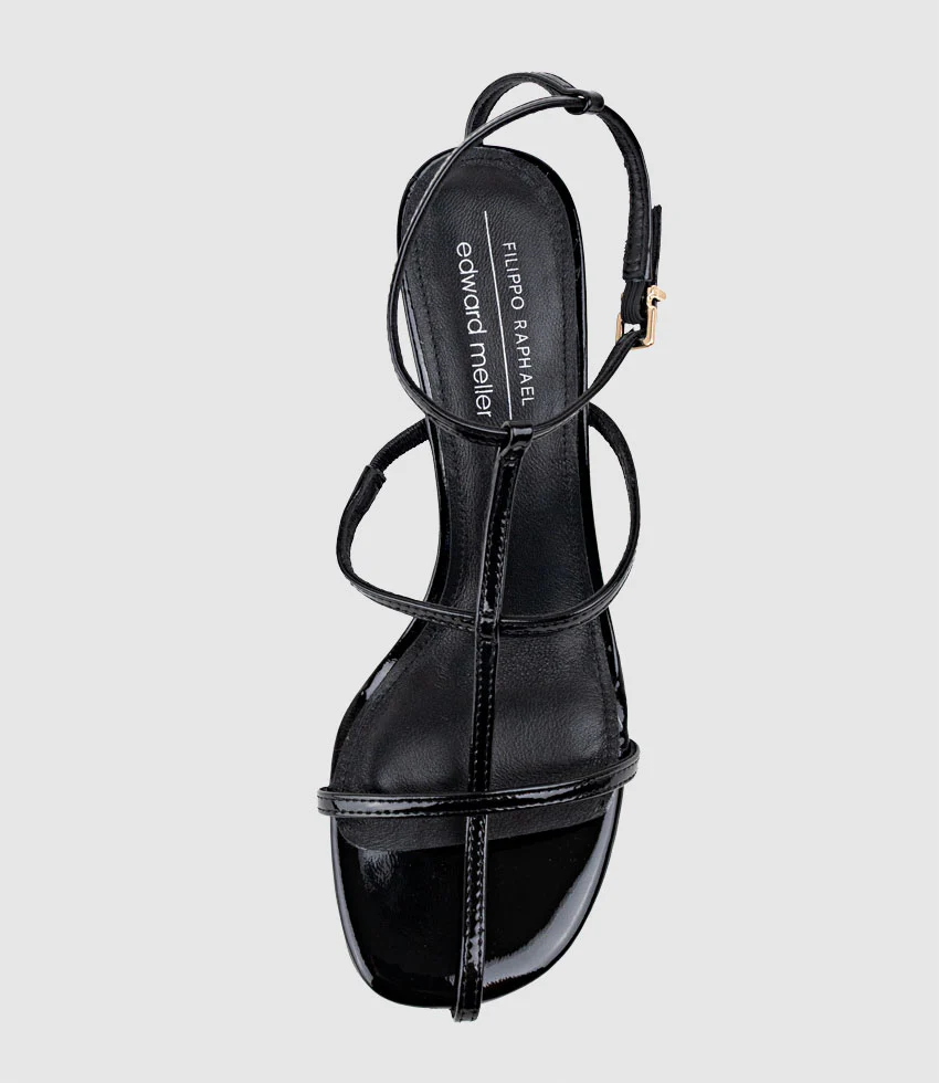 SONATA80 Fine Strap Sandal in Black Patent - Image 4