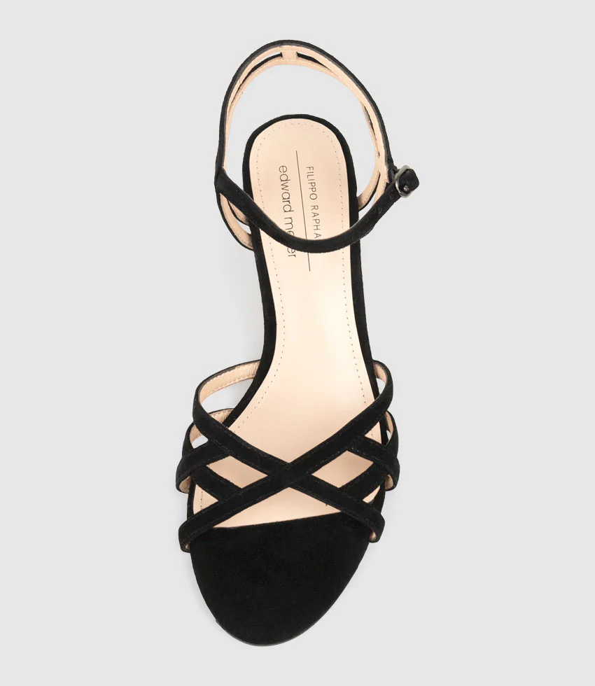 SORYN55 Lattice Front Sandal in Black Suede - Image 5