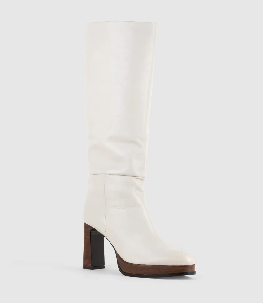 VERITA95 Platform Knee High Boot in Offwhite - Image 3