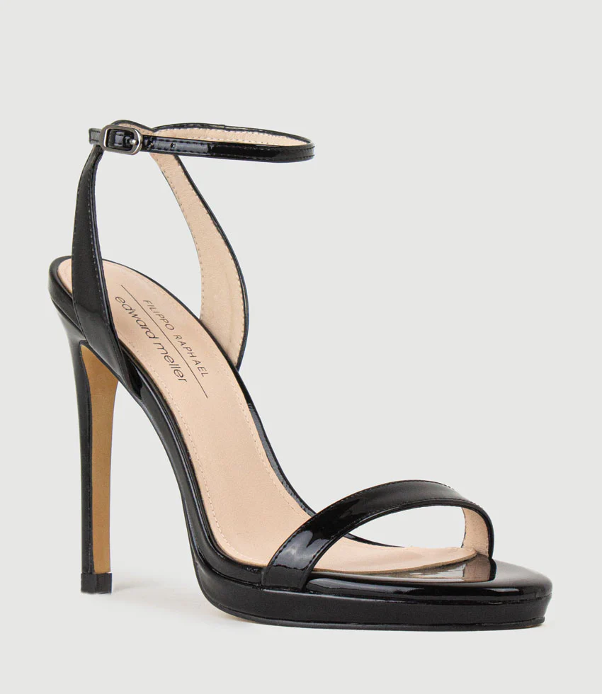 WHISPER110 Single Strap Platform Sandal in Black Patent - Image 3