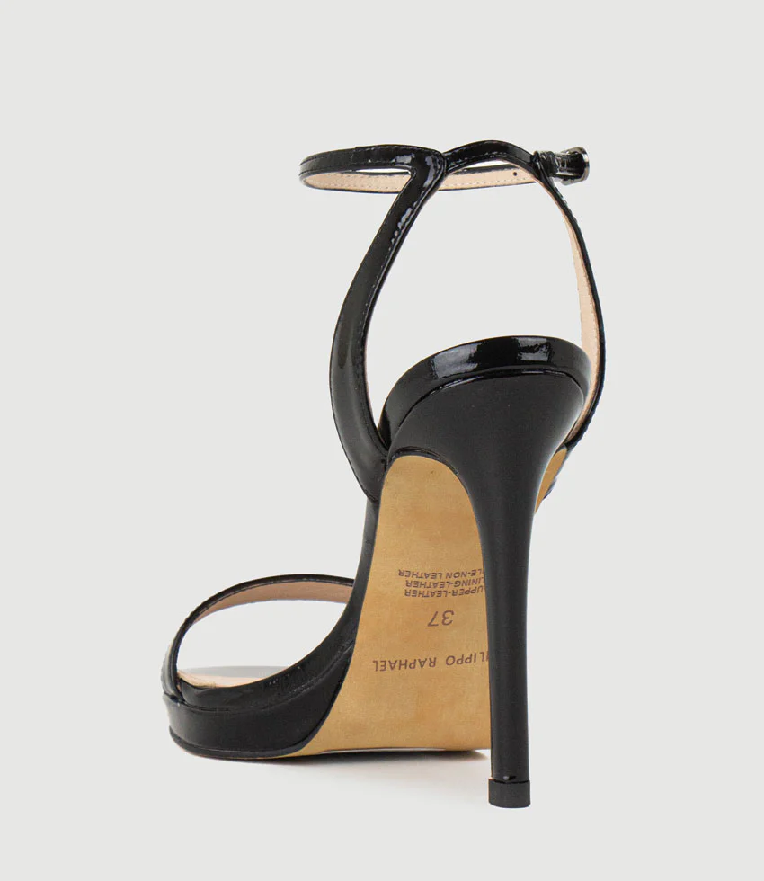 WHISPER110 Single Strap Platform Sandal in Black Patent - Image 4