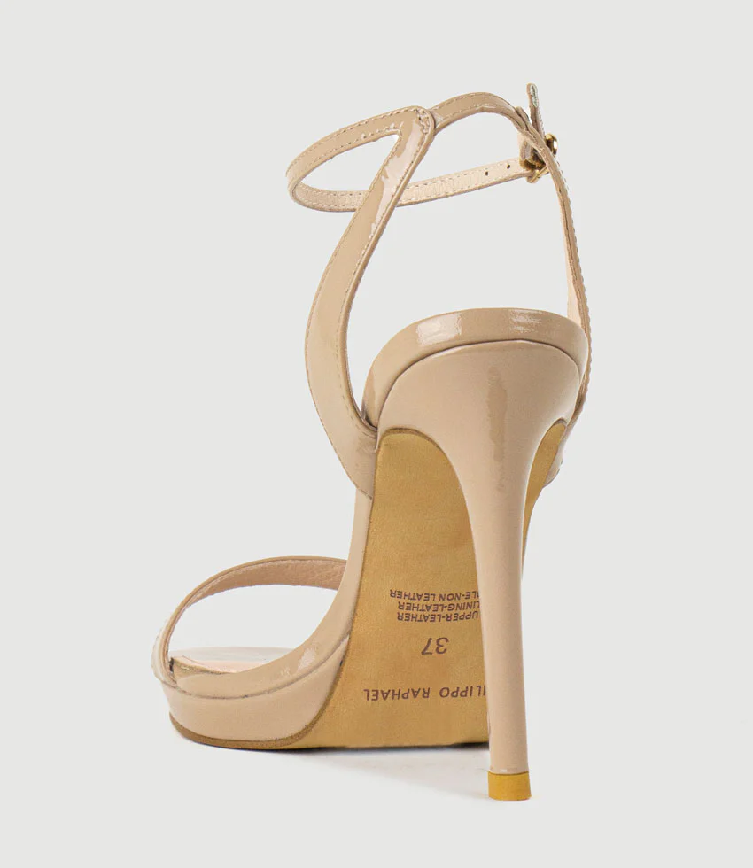 WHISPER110 Single Strap Platform Sandal in Nude Patent - Image 3