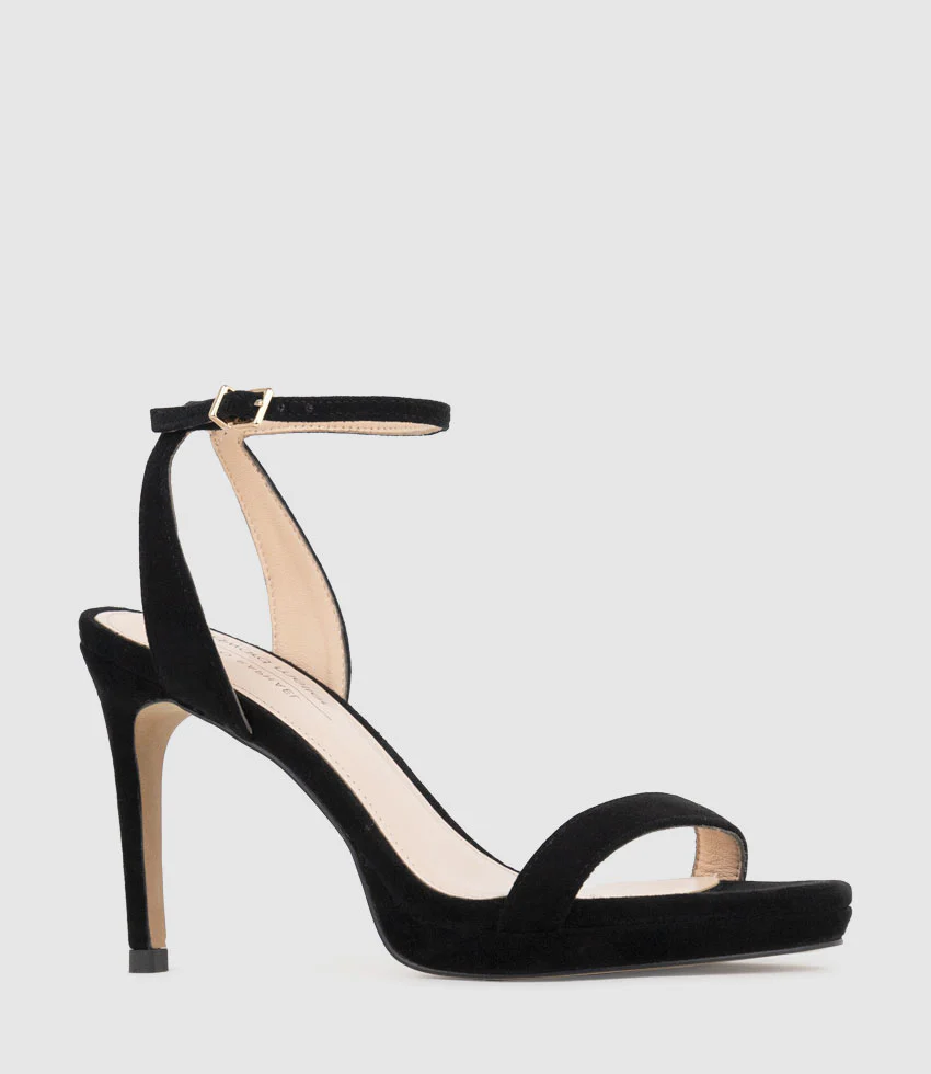 WHISPER90 Single Strap Platform Sandal in Black Suede - Image 3