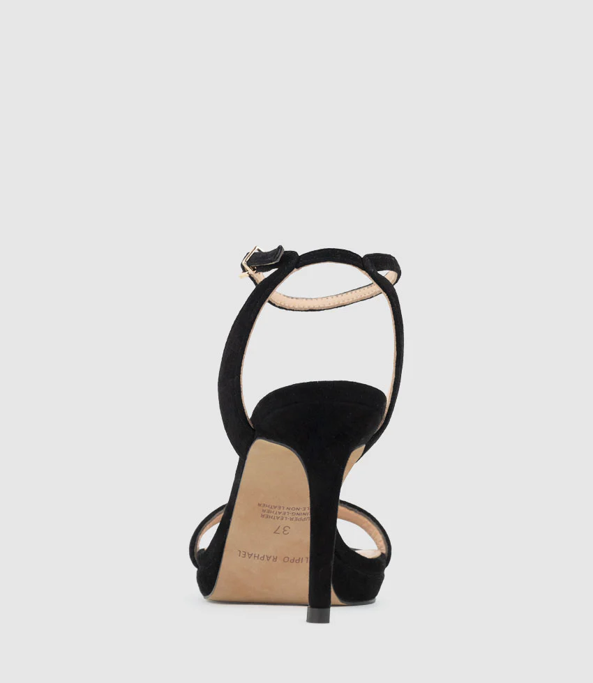 WHISPER90 Single Strap Platform Sandal in Black Suede - Image 4