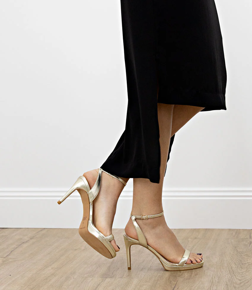 WHISPER90 Single Strap Platform Sandal in Pale Gold - Image 6