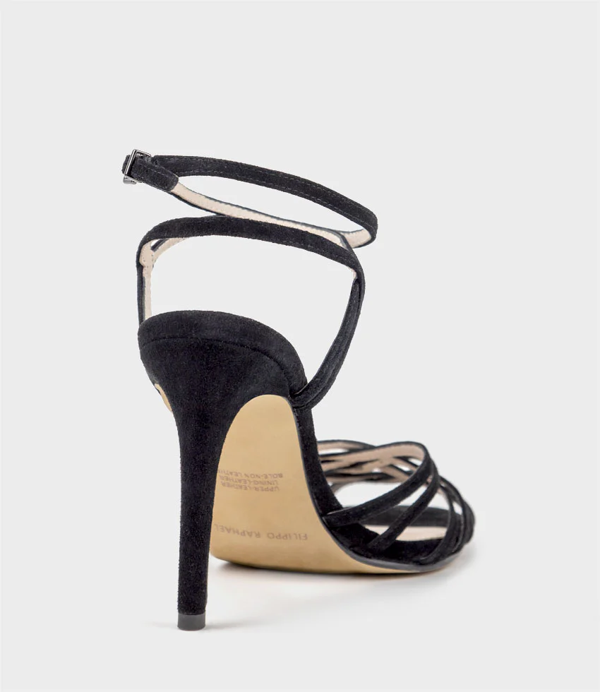 WILDER100 Strappy Sandal in Black Suede - Image 3