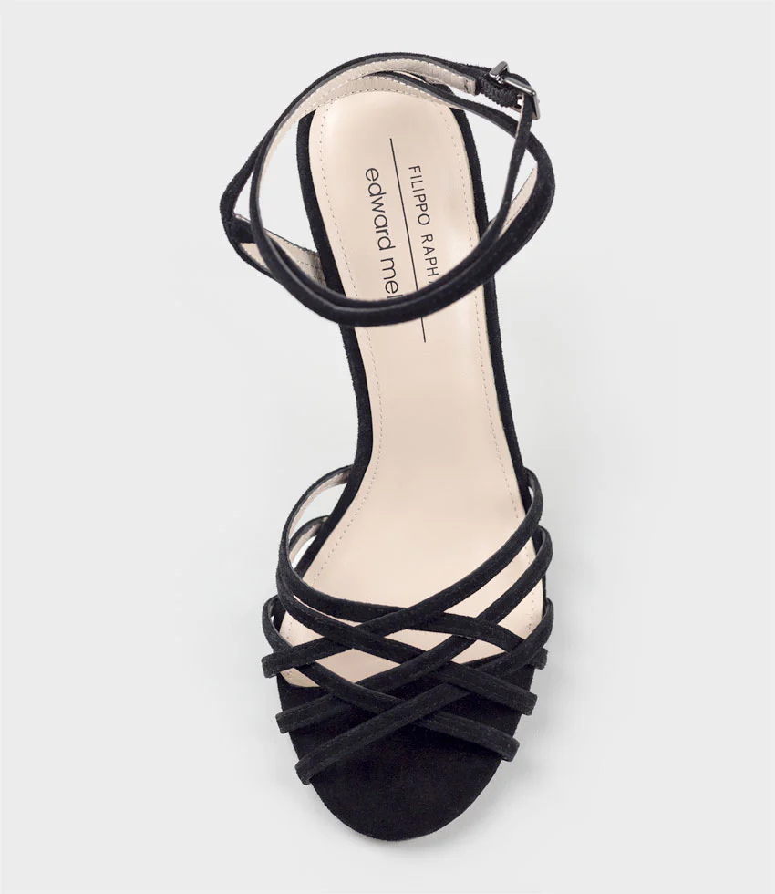 WILDER100 Strappy Sandal in Black Suede - Image 4