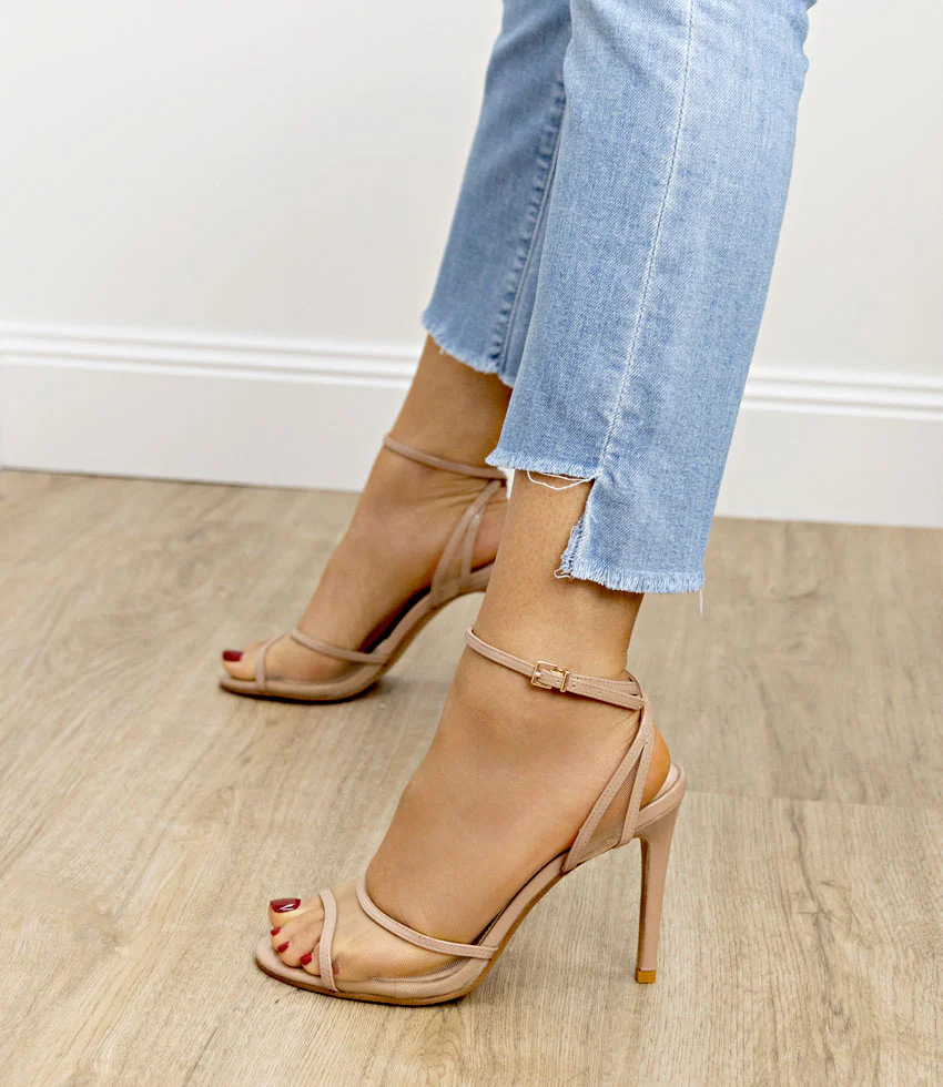 WISH100 Mesh Sandal in Nude Patent - Image 3