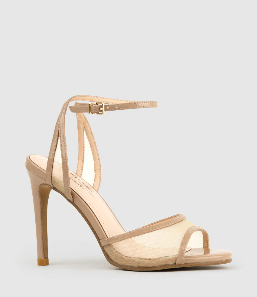 WISH100 Mesh Sandal in Nude Patent - Image 4