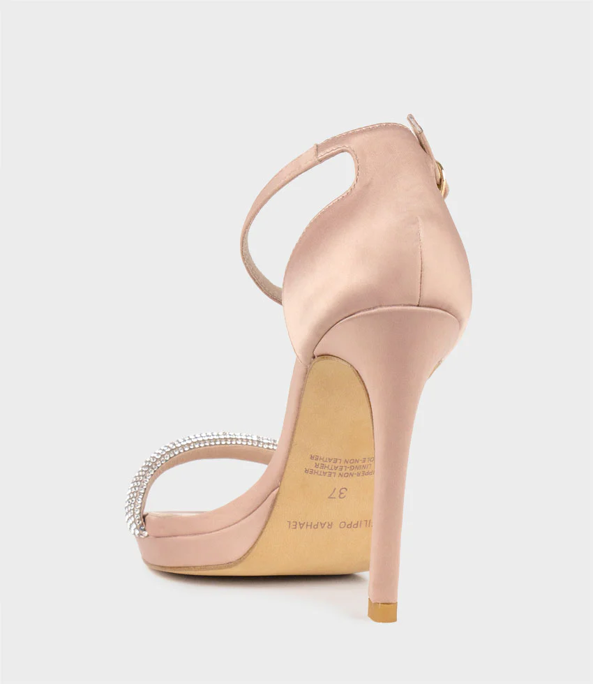 WISTFUL110 Diamond Band Platform Sandal in Nude Satin - Image 3